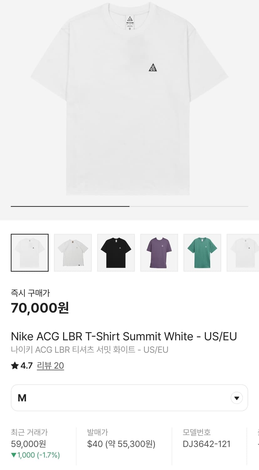 나이키 ACG 티셔츠 US M 새제품 상품이미지4