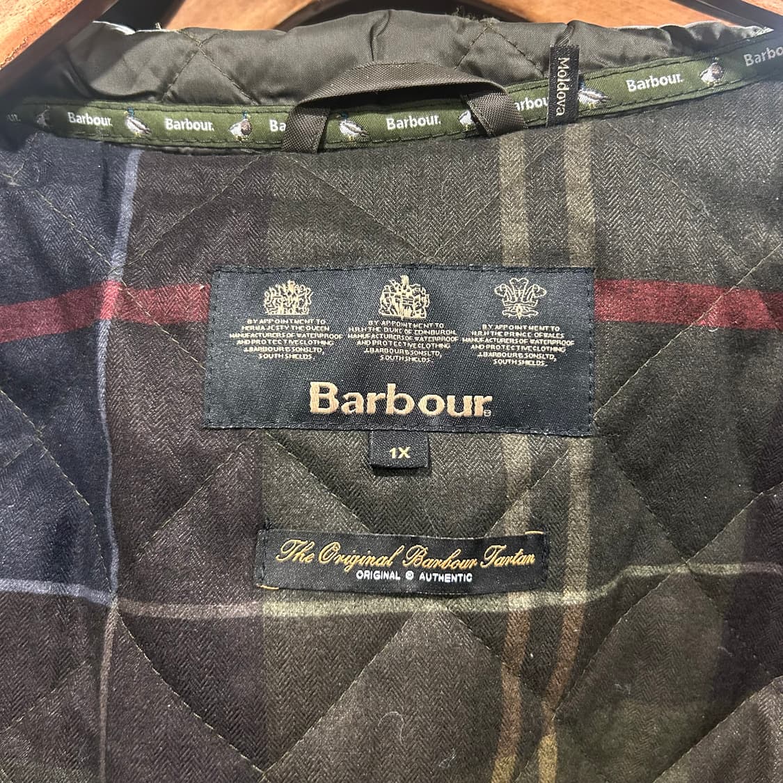 XL) 바버 스런턴 왁스 자켓 올리브 그린 상품이미지7