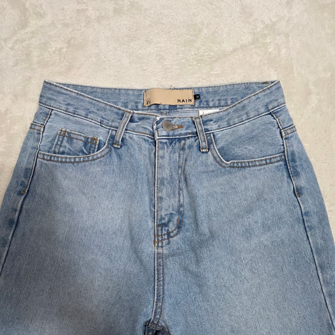 (M)여성 나인 라이트워싱 스트레이트 데님 팬츠 상품이미지3