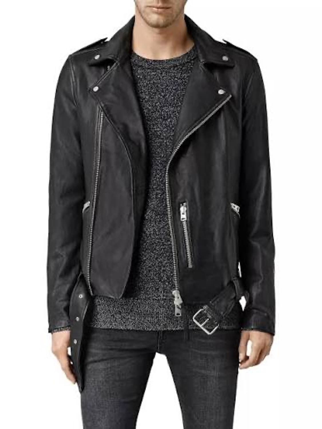 올 세인츠 웨스턴 무드 2WAY 양가죽 카하와 바이커 레더 자켓 상품이미지2