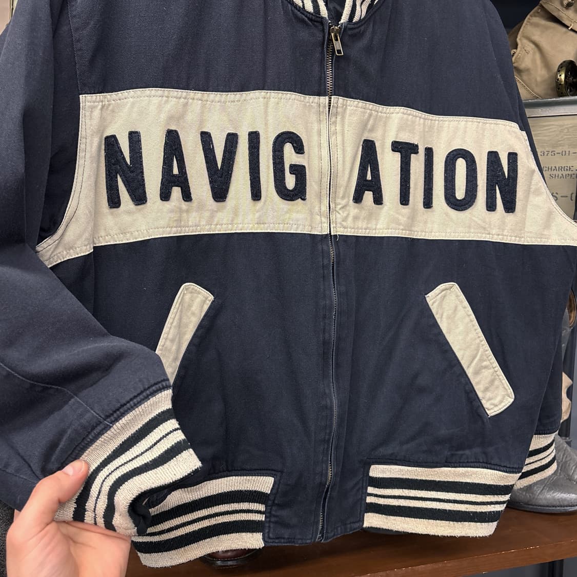 90s JPN 빈티지 자수 레터링 코튼 바시티 자켓 N934 상품이미지4