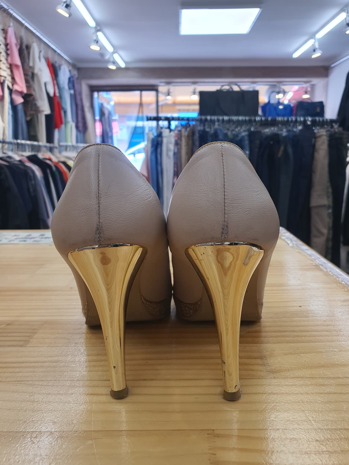 ​[220] 미쉘 바이 탠디 베이지 골드 오픈토 가보시 힐 9.5cm 상품이미지4