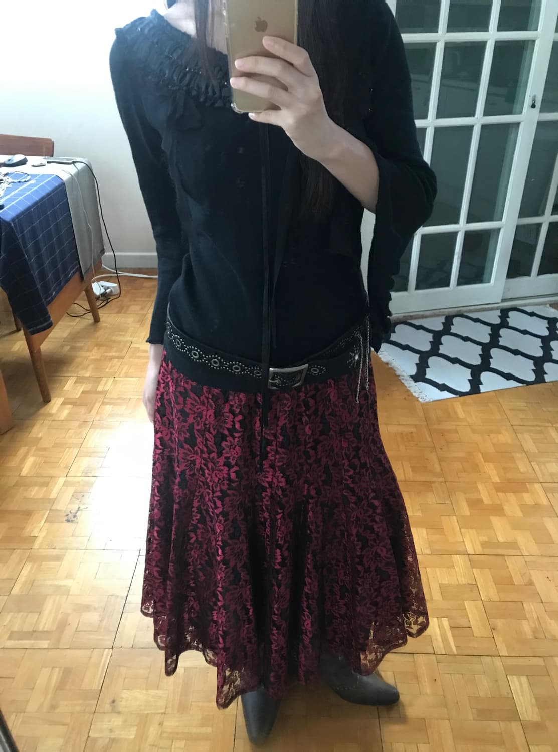 vintage frill black knit 상품이미지4