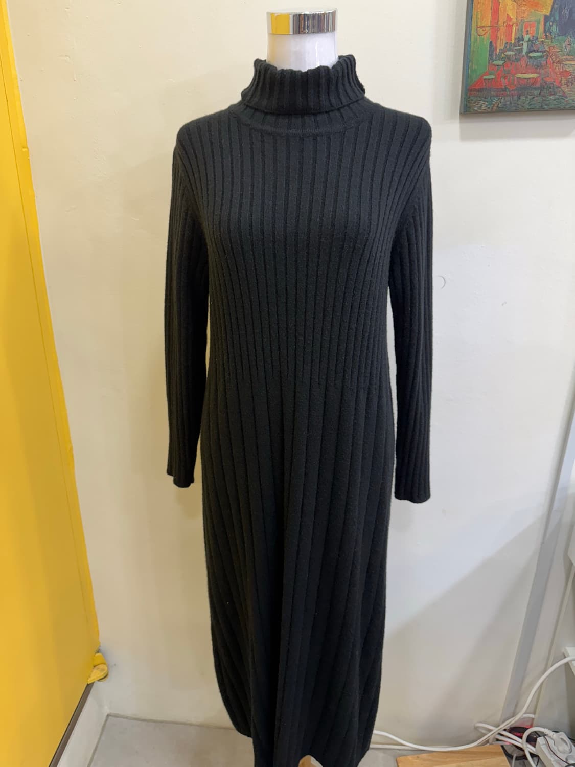 vtg 블랙 목폴라 니트 원피스 상품이미지1