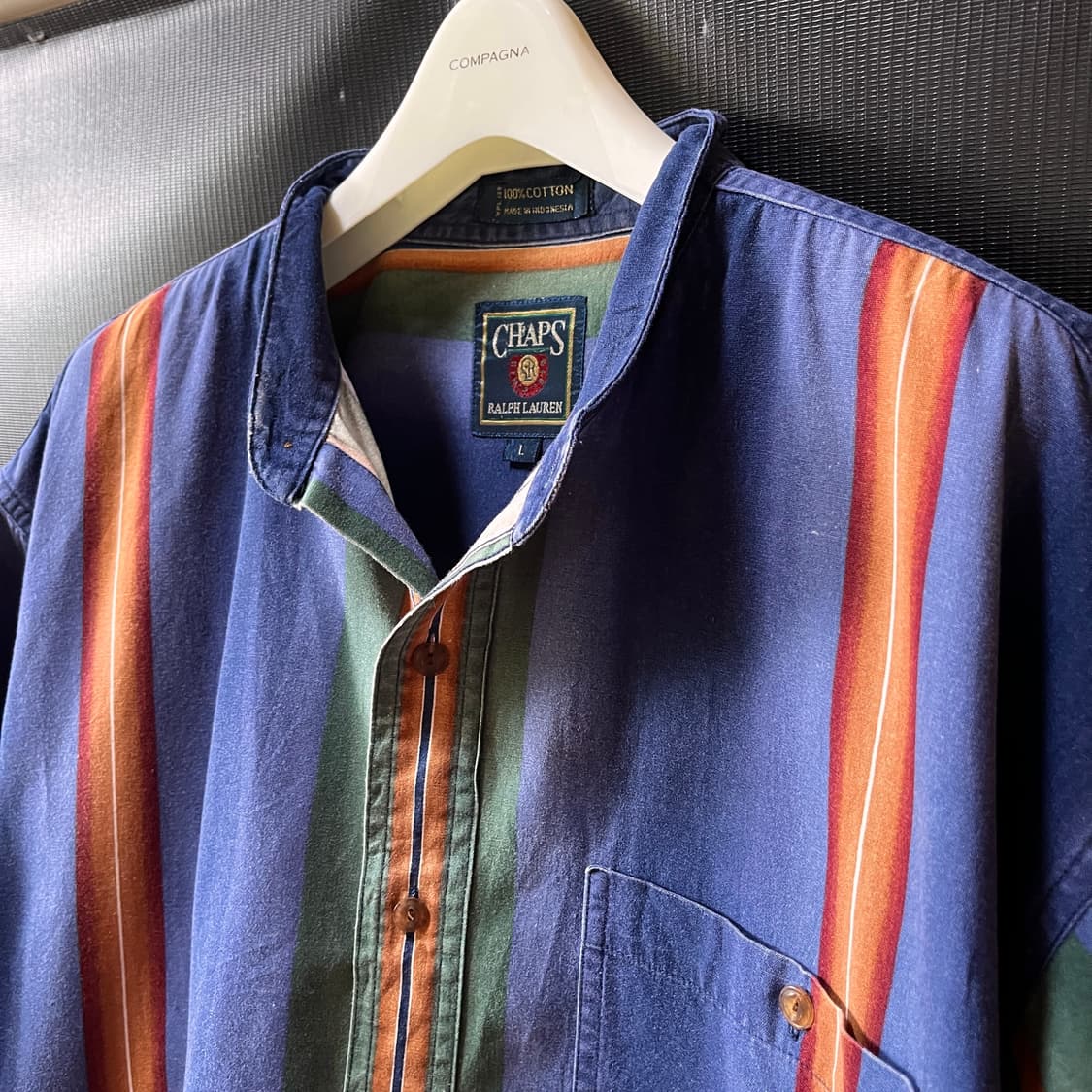 XL) 90s 빈티지 챕스 랄프로렌 스트라이프 반팔 셔츠 상품이미지5