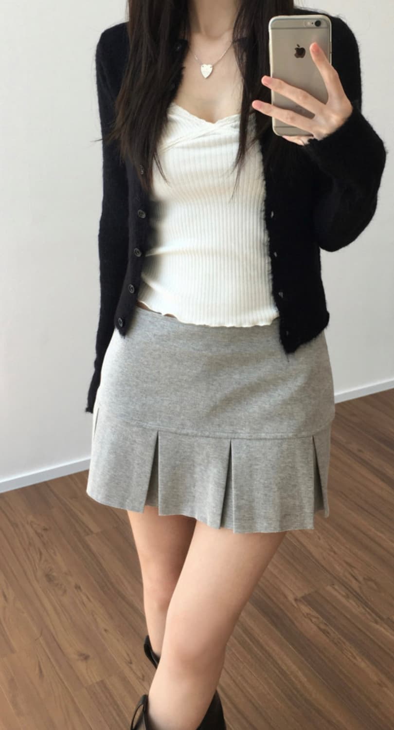 새상품) 키튼 네이브 플리츠 미니 스커트 그레이 S 빈티지블로그마켓 상품이미지1