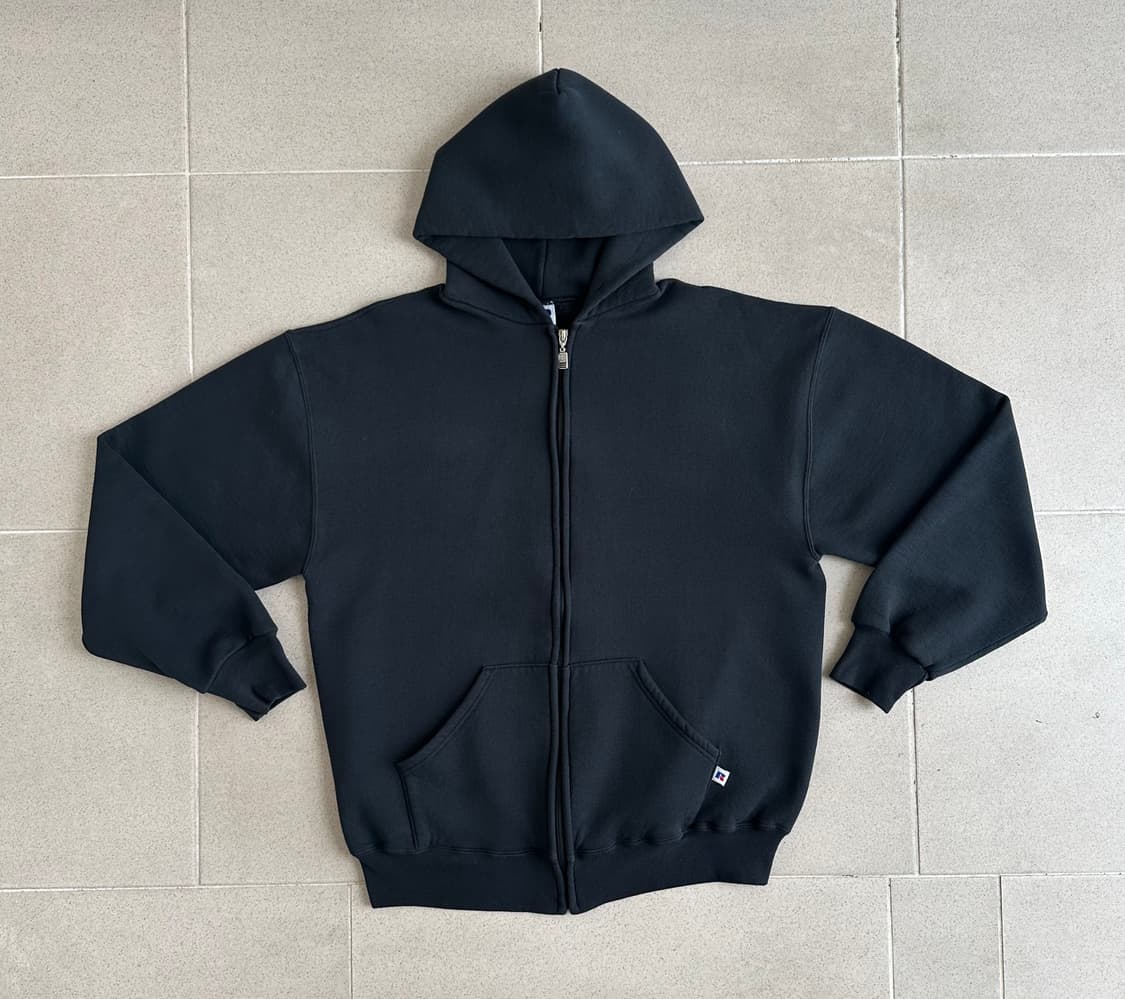 90s 빈티지 러셀 후드집업 블랙 L 상품이미지1