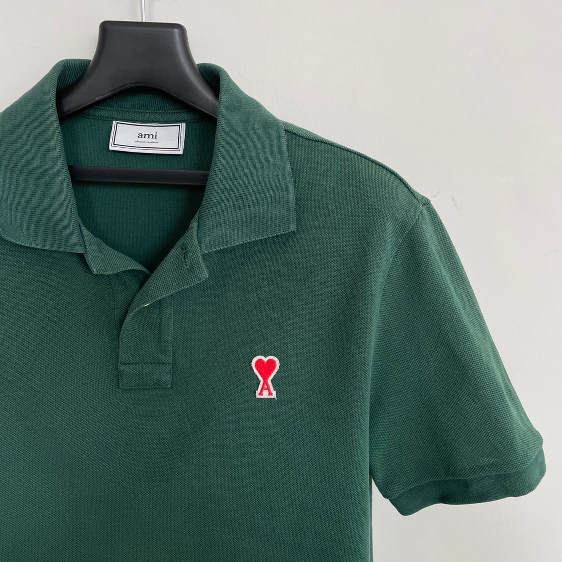 아미 공용M 스몰 로고 그린 피케 PK 반팔 티셔츠 상품이미지2