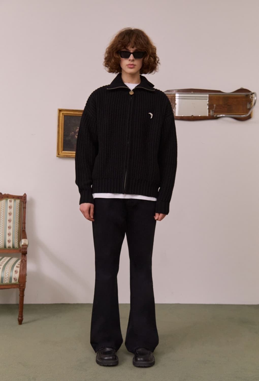 STU 하이넥 집업 스웨터 블랙 L 상품이미지1