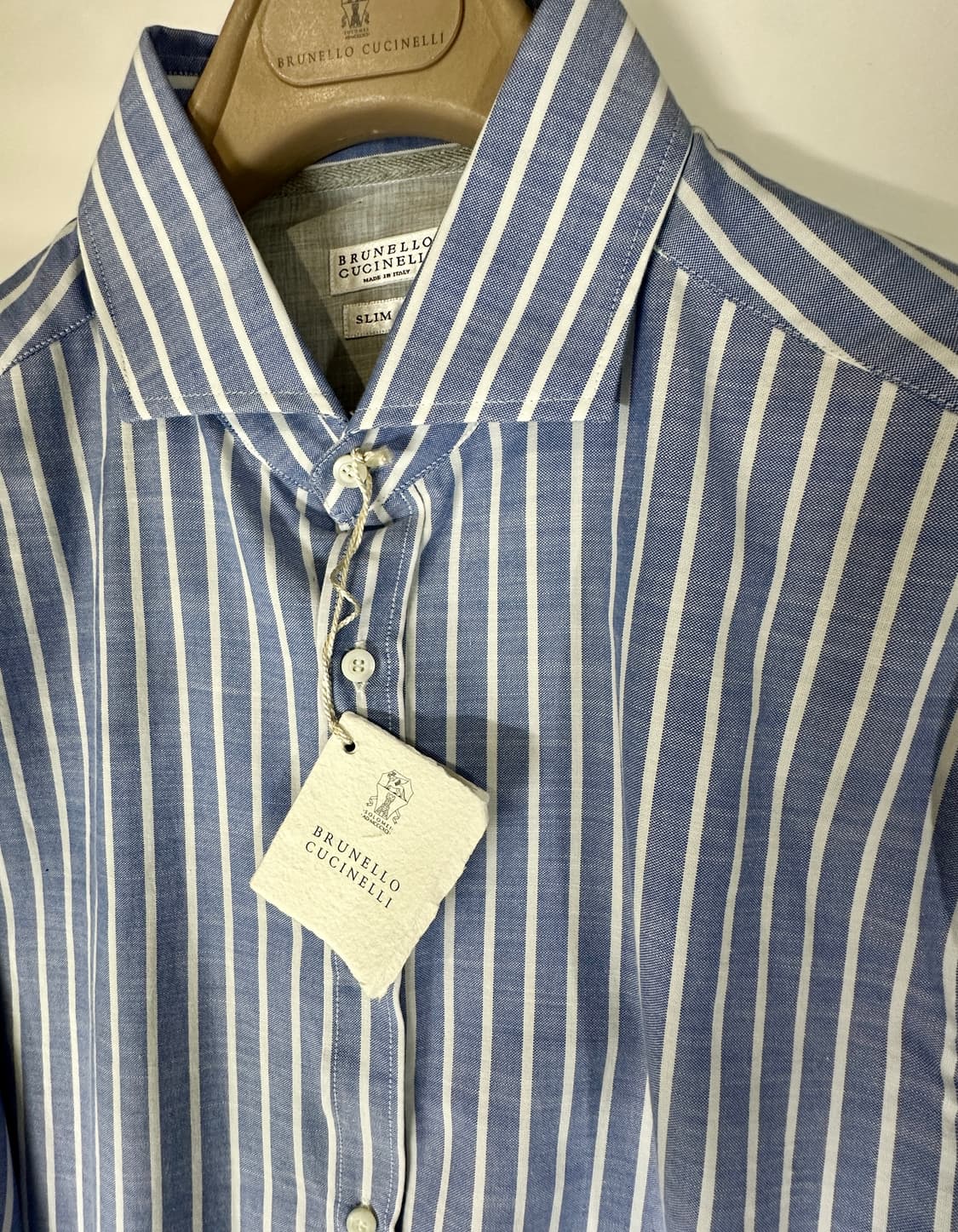 브루넬로 쿠치넬리 새상품 스트라이프 슬림핏 셔츠 상품이미지2