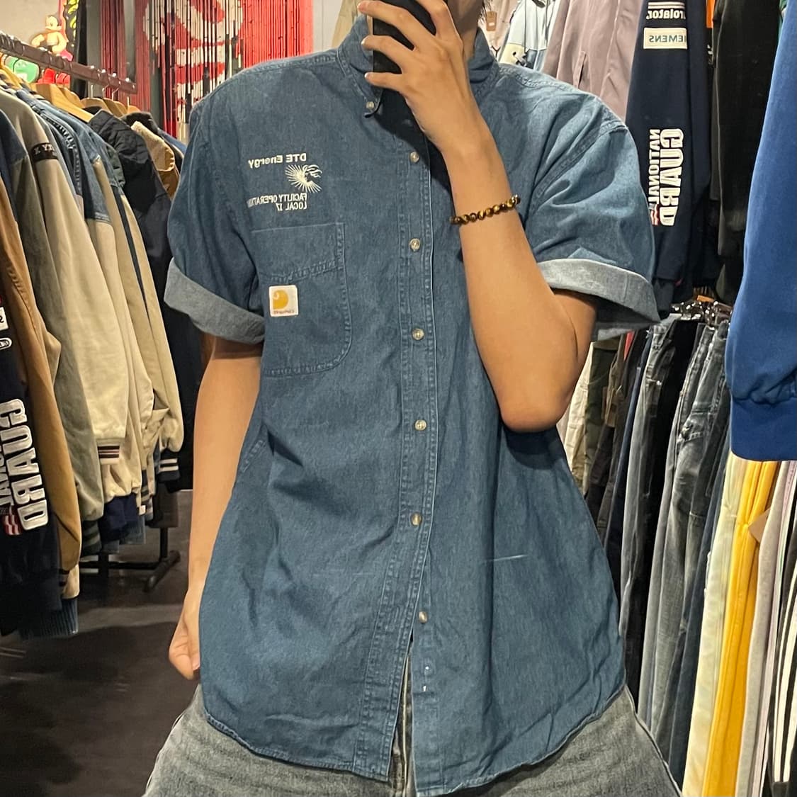 [IM] carhartt 칼하트 중청 데님 반팔셔츠 상품이미지3