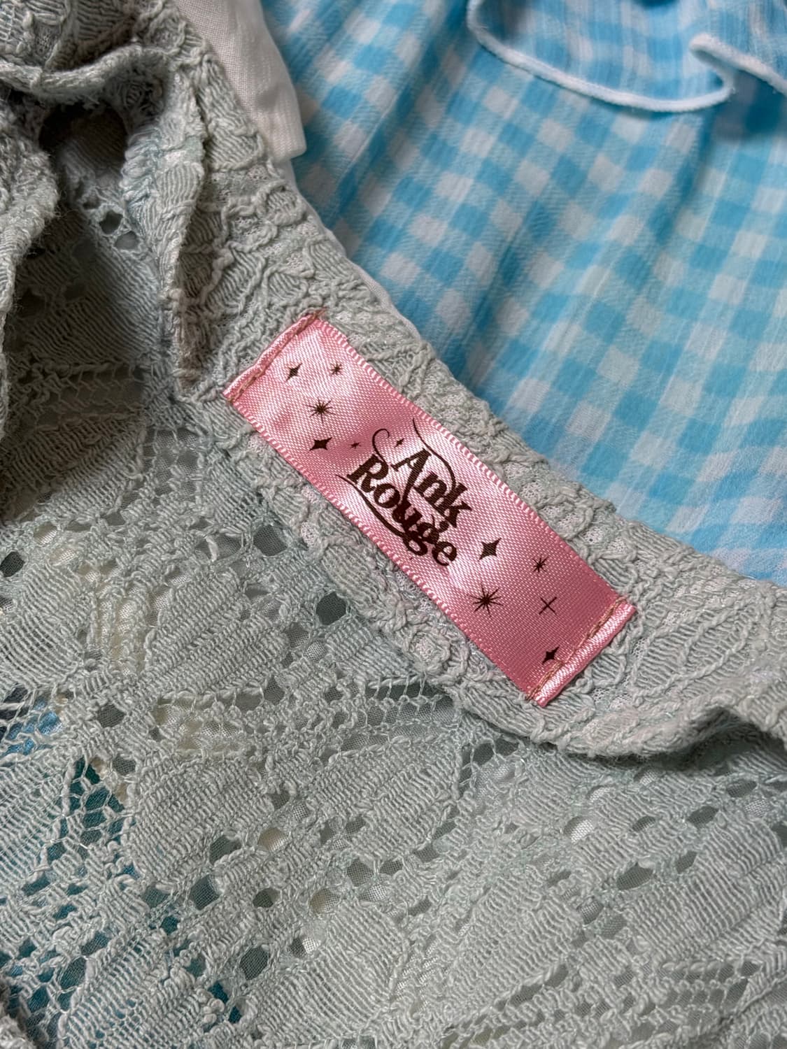 앙크루즈 민트 레이스 프릴 블라우스 라떼 히메 갸루 러블리 로걀 빈티지 상품이미지2