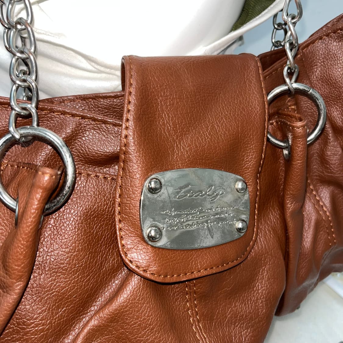 빈티지 오렌지 브라운 체인 숄더백 상품이미지3