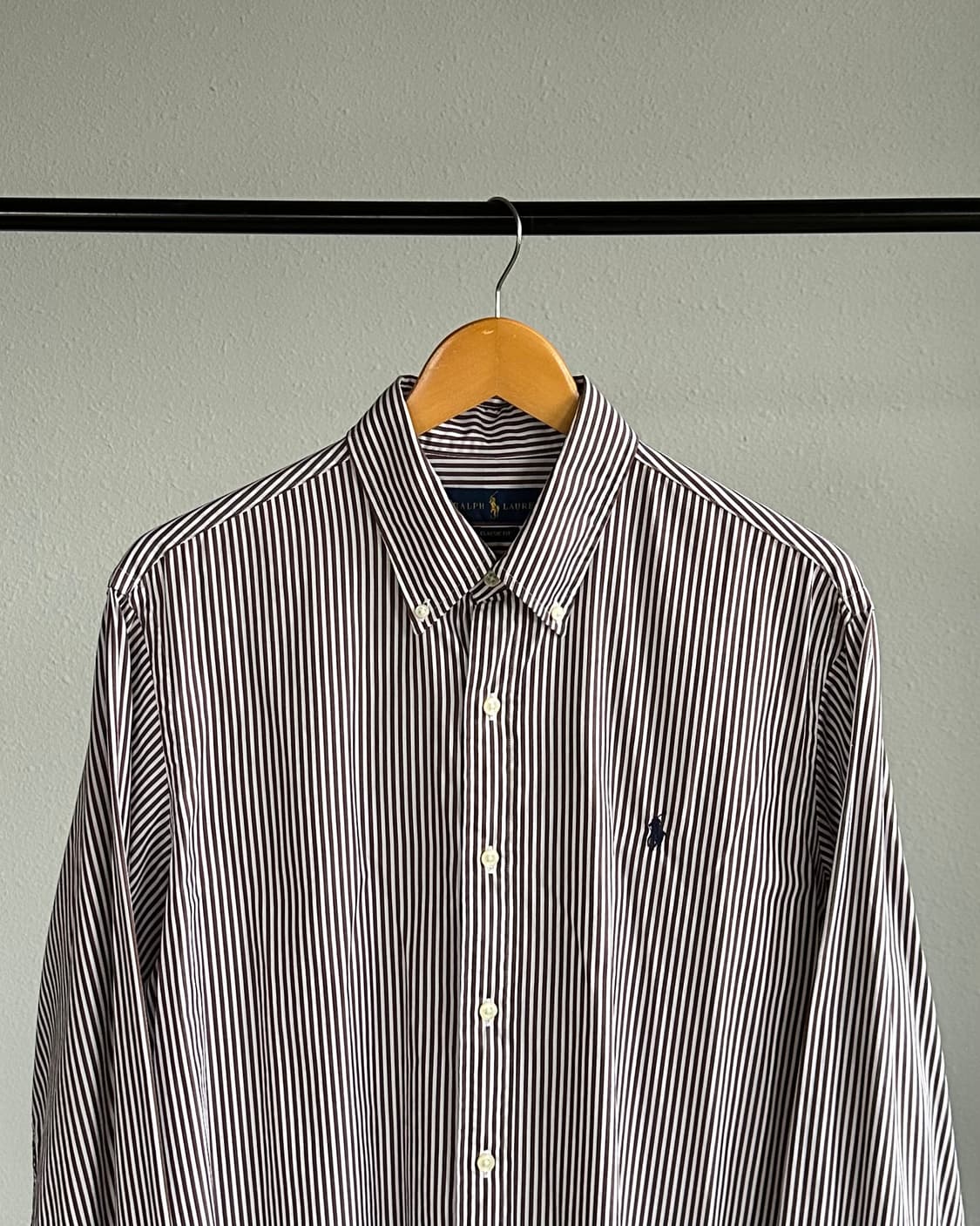 [L]폴로 랄프로렌 클래식핏 브라운 스트라이프 포플린 셔츠 상품이미지2