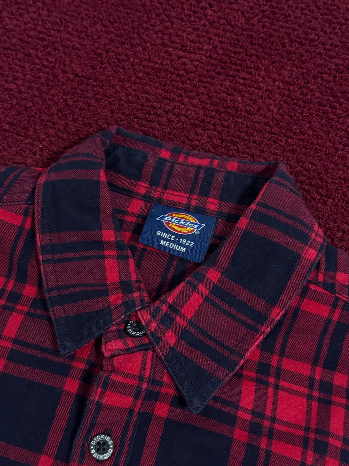 디키즈 레드/네이비 체크 셔츠 M 상품이미지3