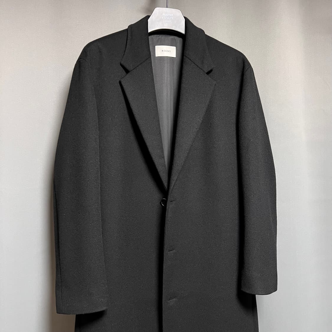 인사일런스 울캐시미어 싱글 롱 코트 블랙 L 상품이미지2