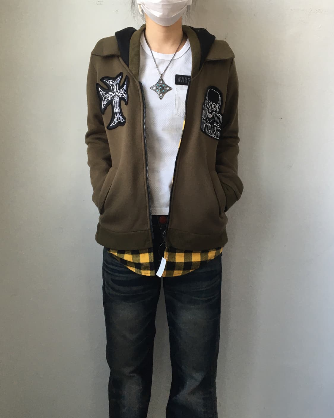 Reversible skull patch hood zip up 상품이미지8