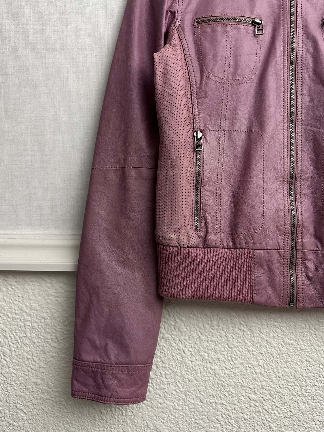 IRF 핑크 레더 모터사이클 자켓 상품이미지9