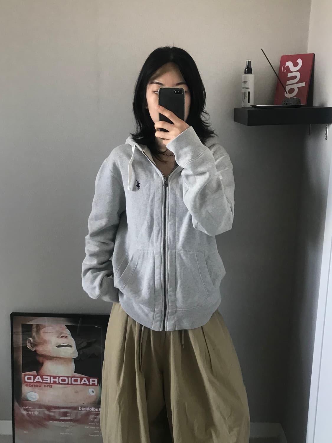 폴로 랄프로렌 포니로고 써멀 헤비 그레이 후드집업 상품이미지1