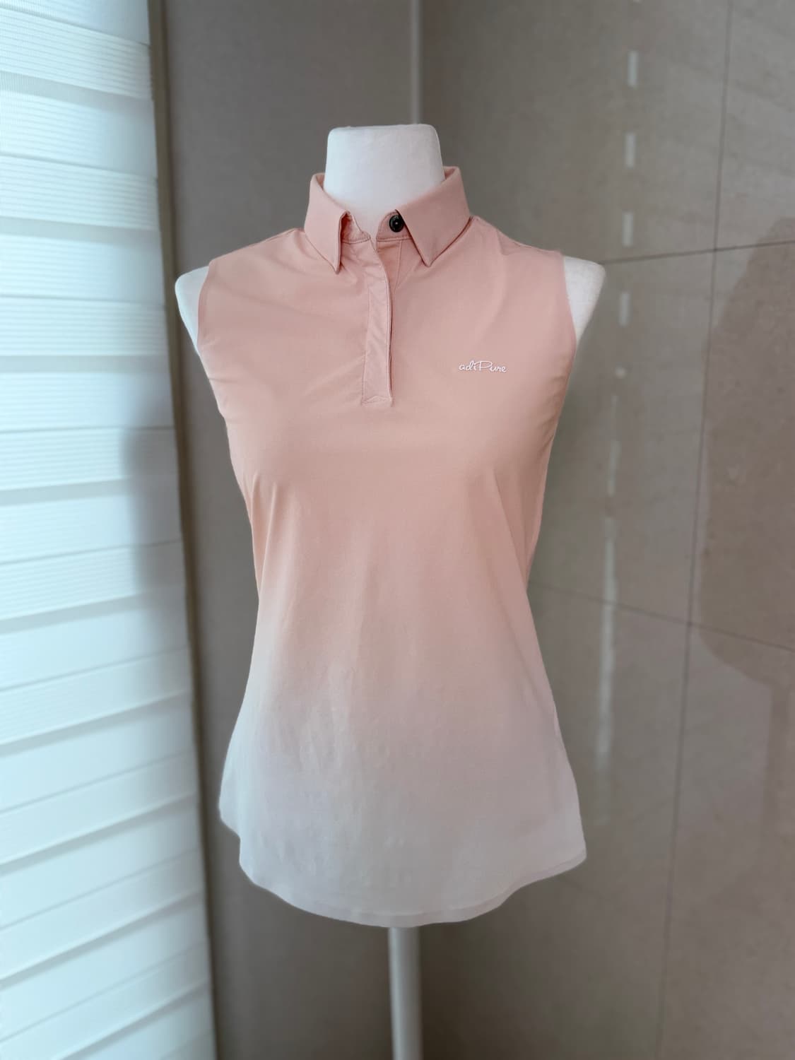 아디다스골프 아디퓨어 핑크색 민소매 나시 카라 티셔츠 XS 상품이미지1