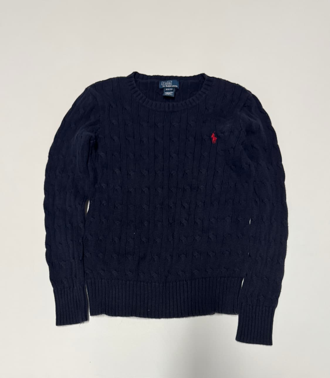 여성 폴로 랄프로렌 키즈 꽈배기 코튼 니트 Xs ~ s 네이비 상품이미지1