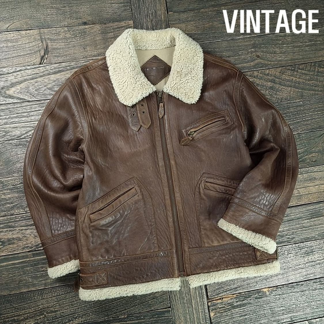 [빈티지] 리얼 쉽스킨 양가죽 무스탕 무톤 자켓 M19204 상품이미지1