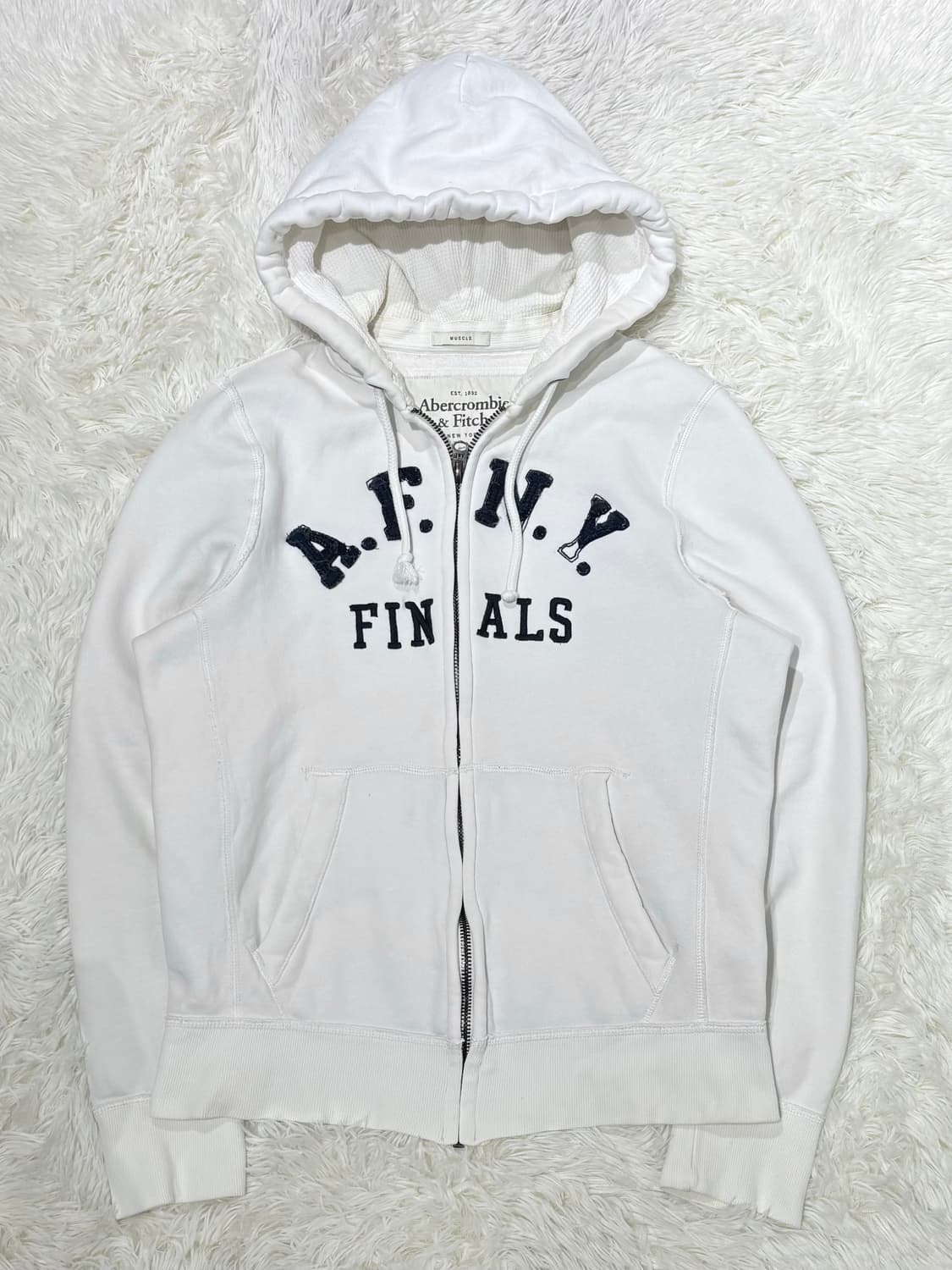 아베크롬비 빅로고 화이트 헤비스웻 후드집업 상품이미지4