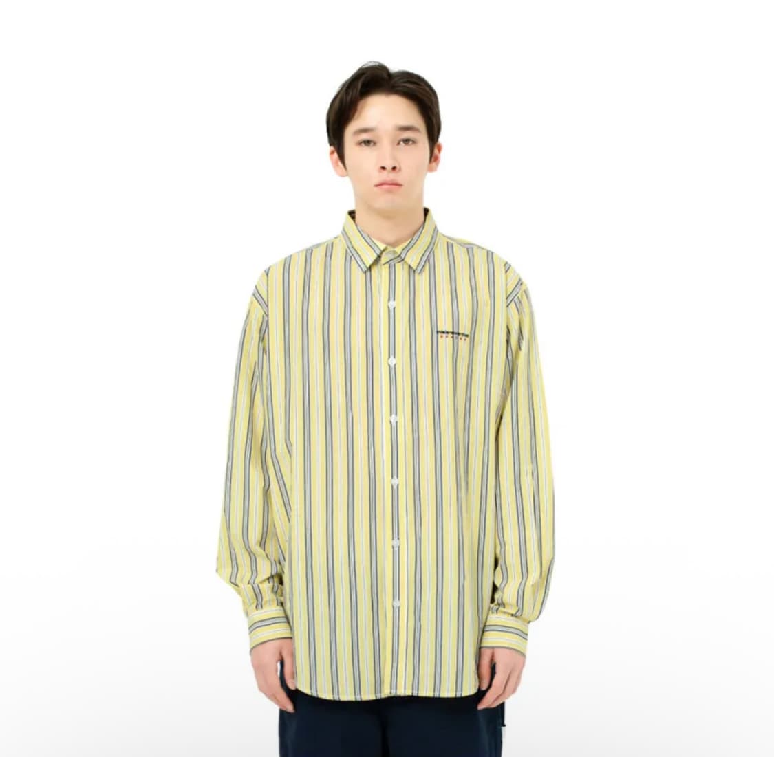 디스이즈네버댓 로고 스트라이프 옐로우 셔츠 XL 상품이미지1