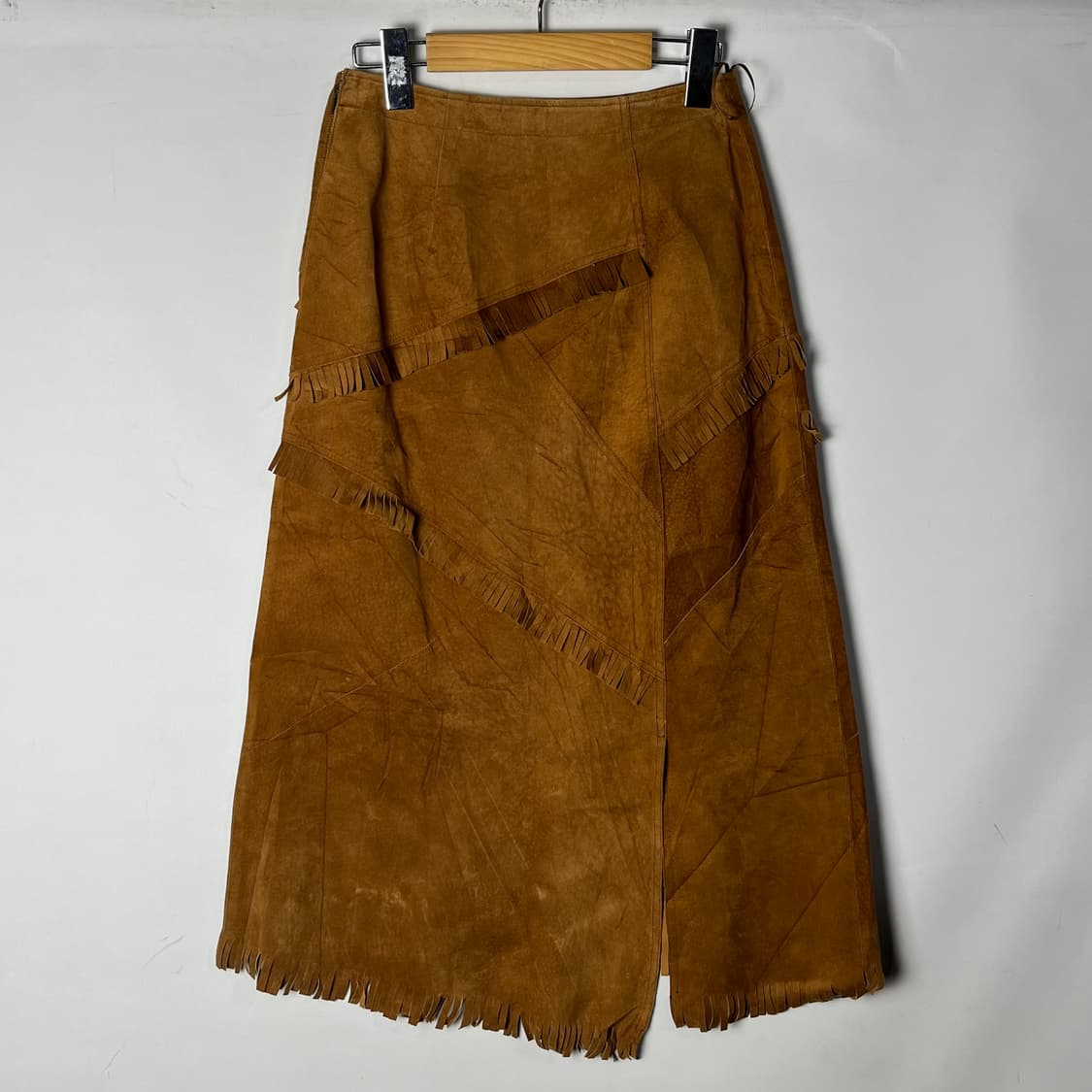 [fou foret] 재팬 빈티지 웨스턴 프린지 레더 롱 스커트 상품이미지2