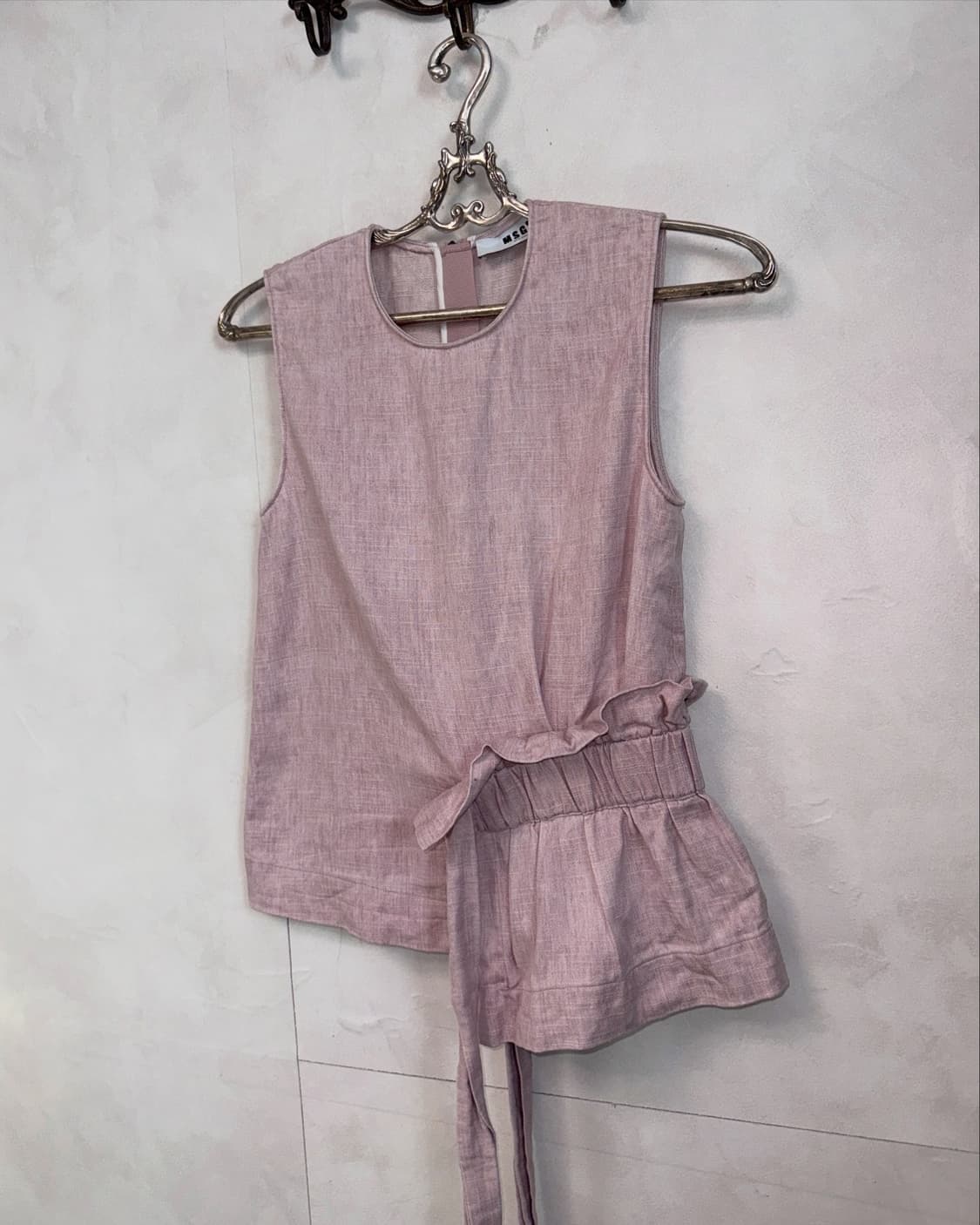 MSGM pink linen shirring strap 슬리브리스 상품이미지6