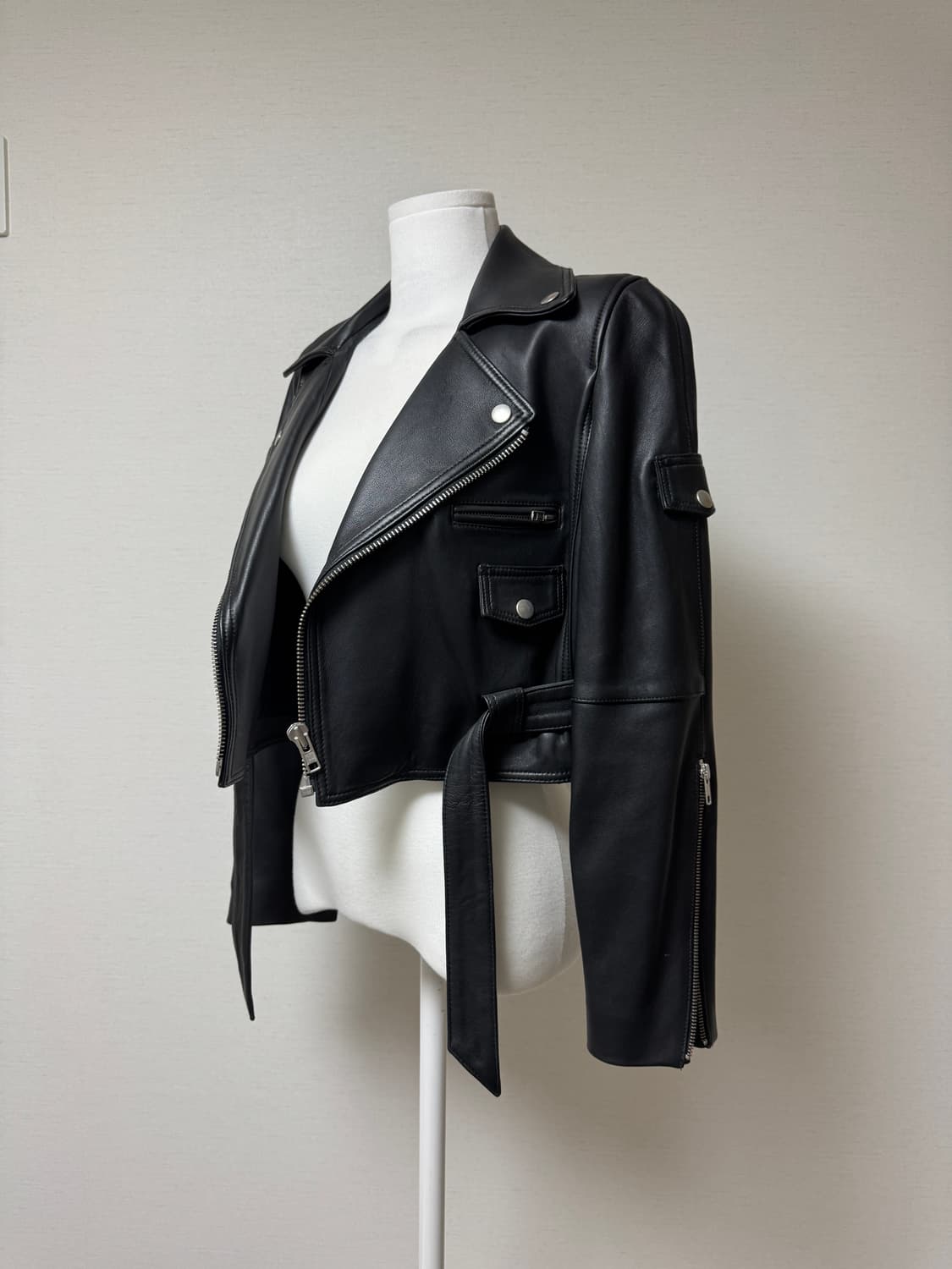 H&M) 천연 양가죽 라이더 자켓 상품이미지2