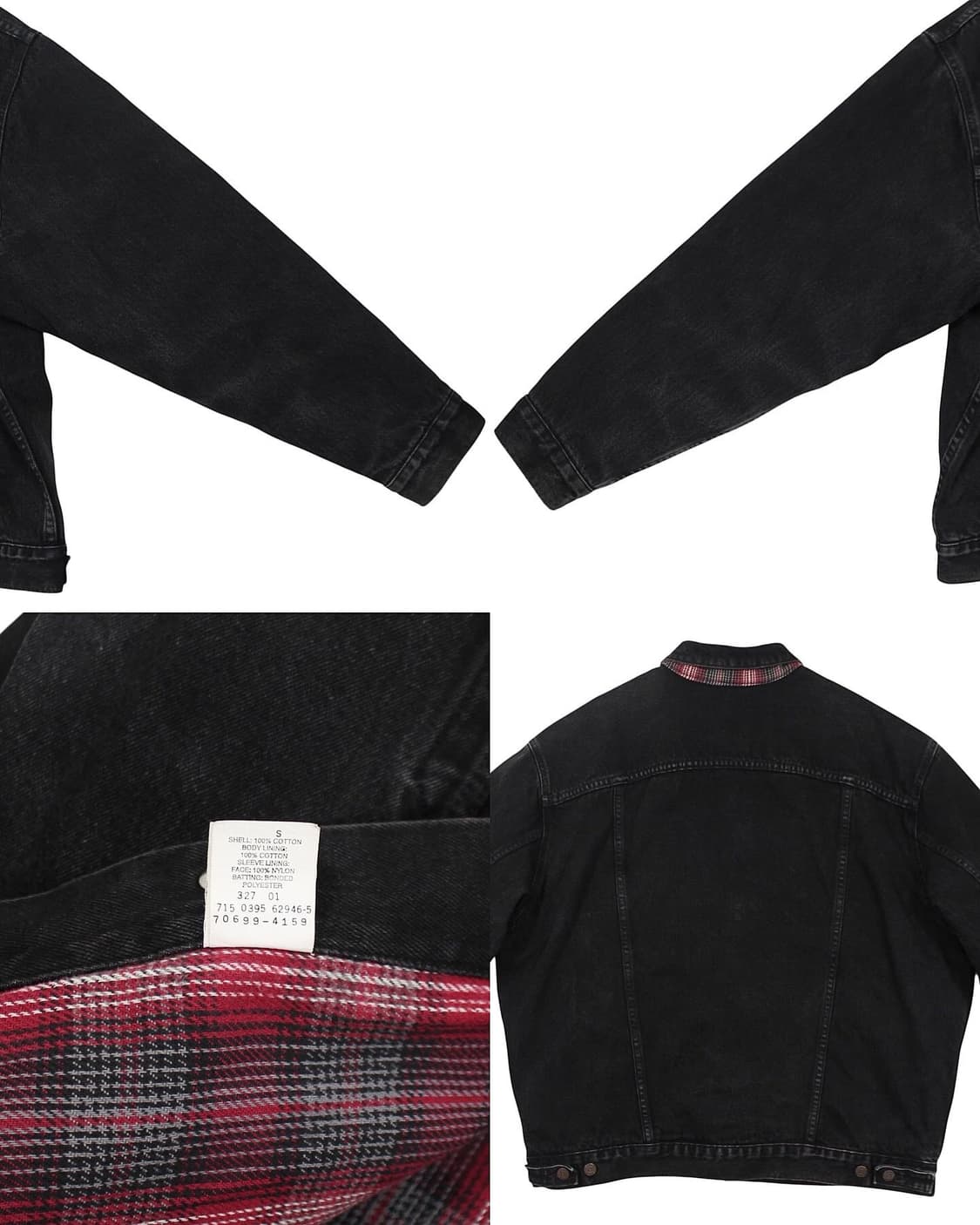 1995 USA 리바이스 70699-4159 블랙 데님 자켓 플란넬 안감 상품이미지6