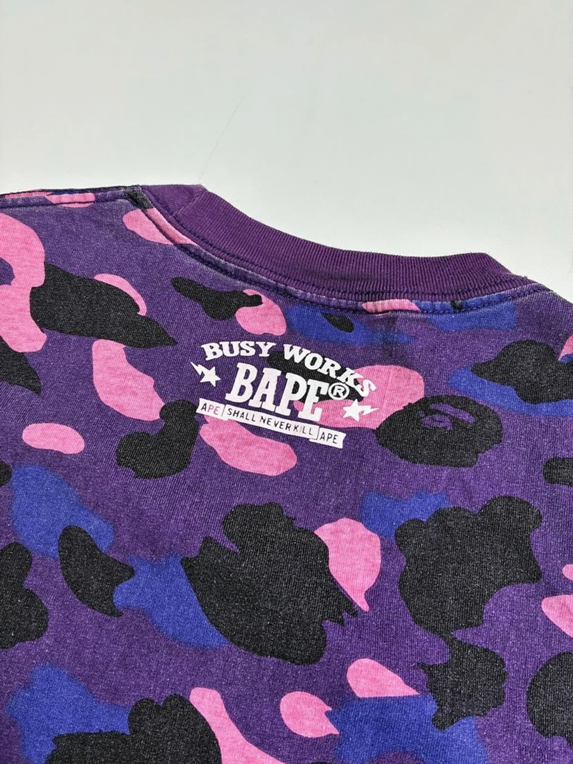 베이프 BAPE 카모 칼리지 퍼플 반팔 티셔츠 R1703 상품이미지5