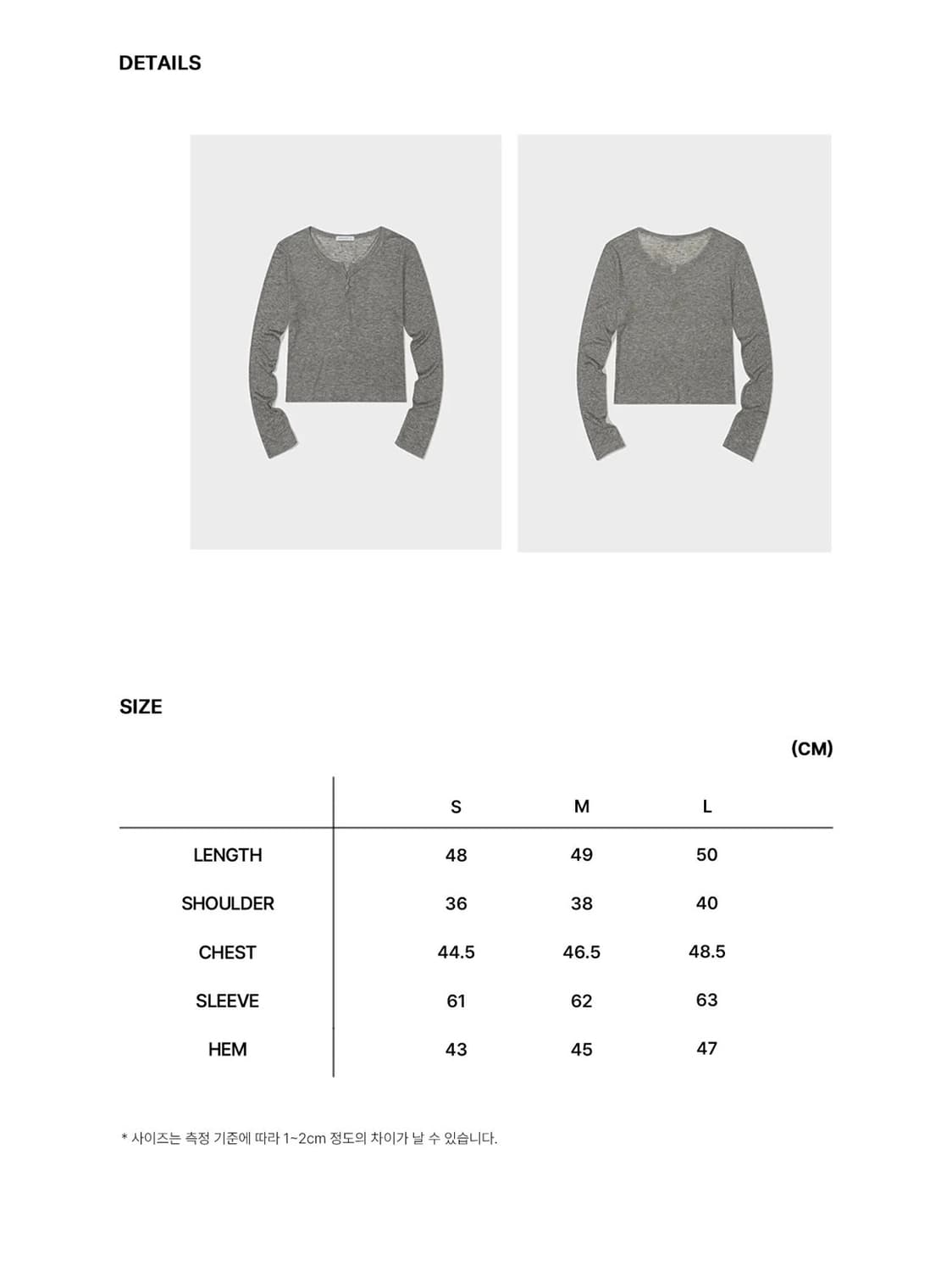 로우클래식 헨리넥 롱슬리브 티셔츠 멜란지 그레이 s 상품이미지4