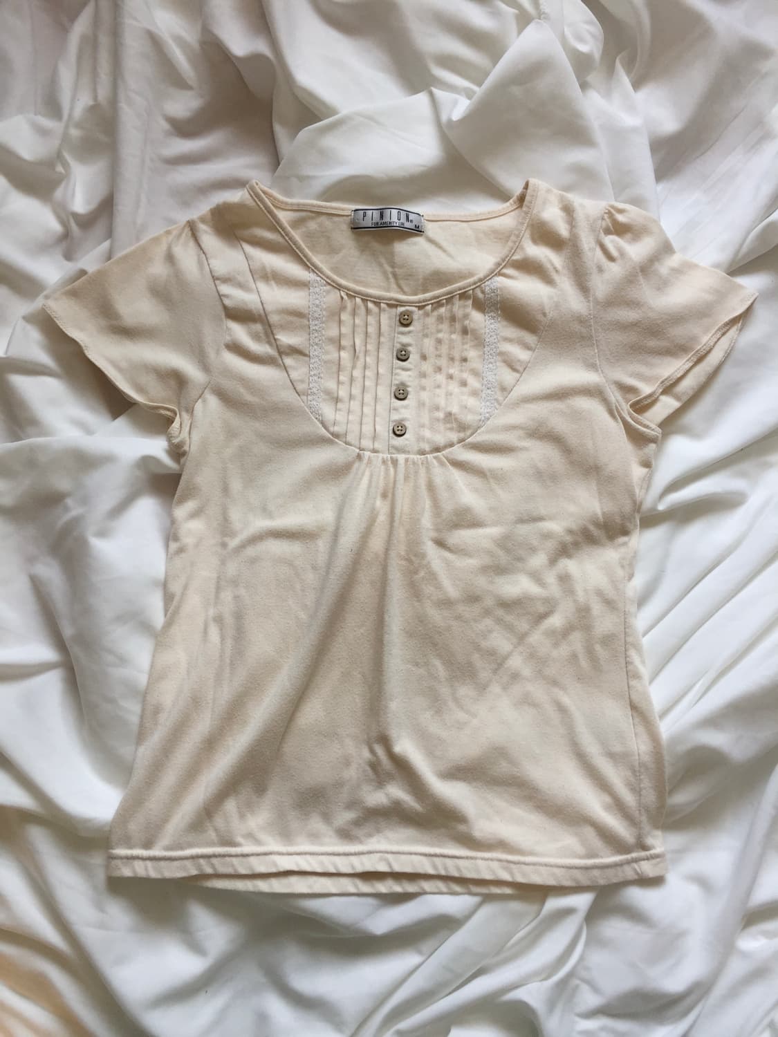 모리걸 단추 레이스 탑 상품이미지1