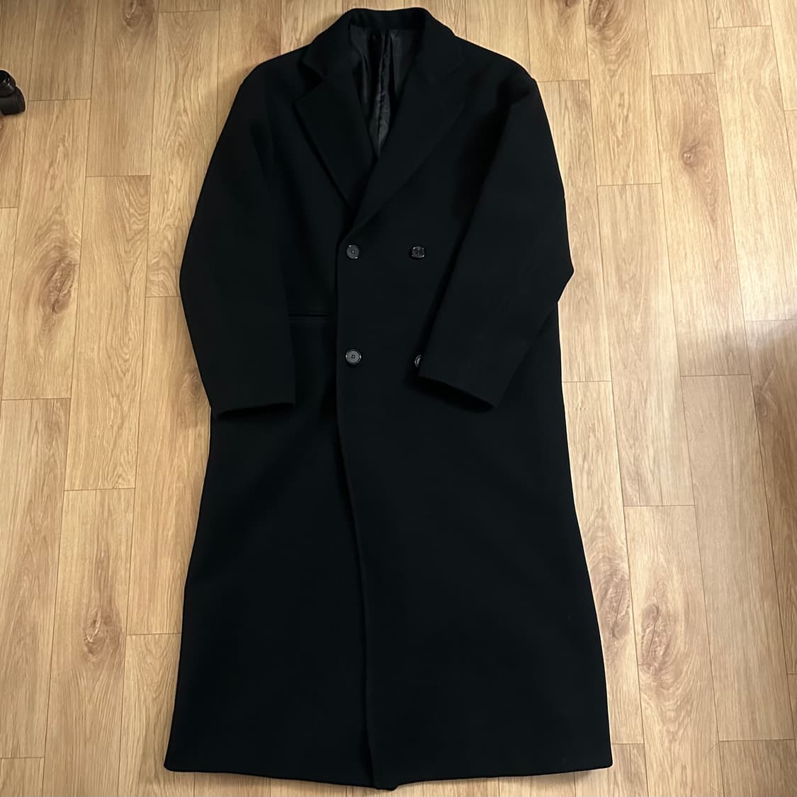 울 비조 남자 더블 코트 블랙 상품이미지1