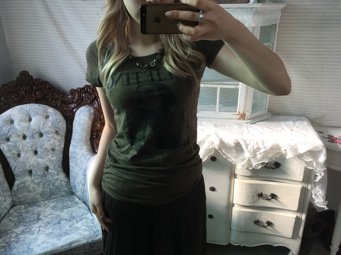 일본빈티지 갸루 펑크 딱붙핏 셔링 반팔 상품이미지1