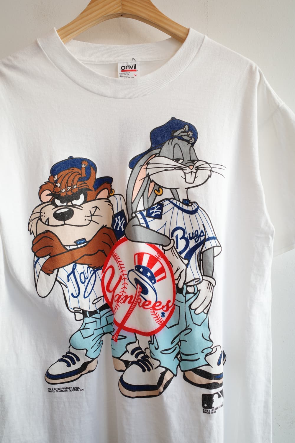 90s USA WARNER BROS X Yankees 빈티지 티셔츠 상품이미지2
