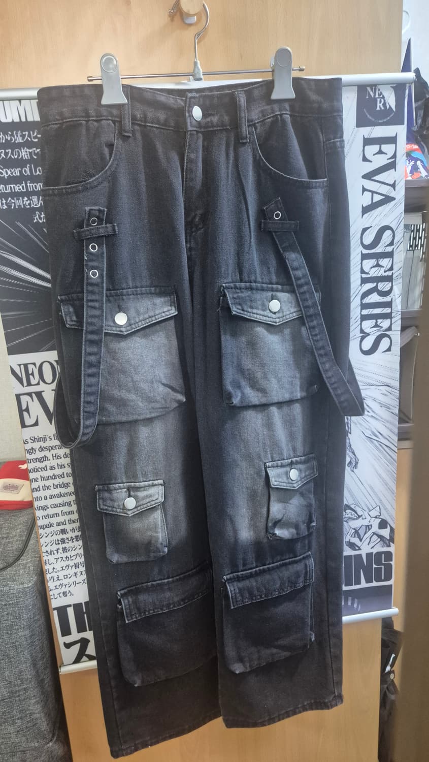 스트릿 펑크 포켓 워싱 데님(블랙) 상품이미지2