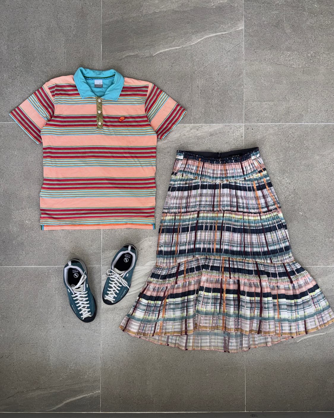 NIKE multi color stripe pk half t 상품이미지1
