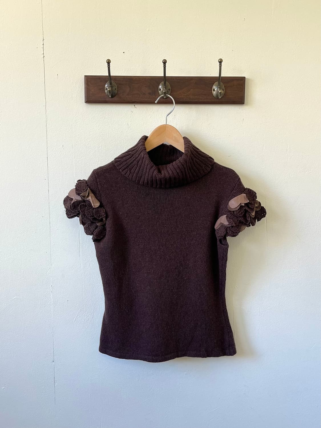 Japan vtg 레더패치 터틀넥 상품이미지1