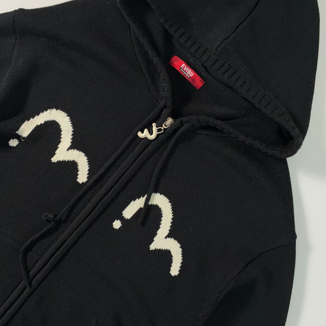 Evisu  에비수 90,s 다이콕 블랙 후드 니트집업 상품이미지3