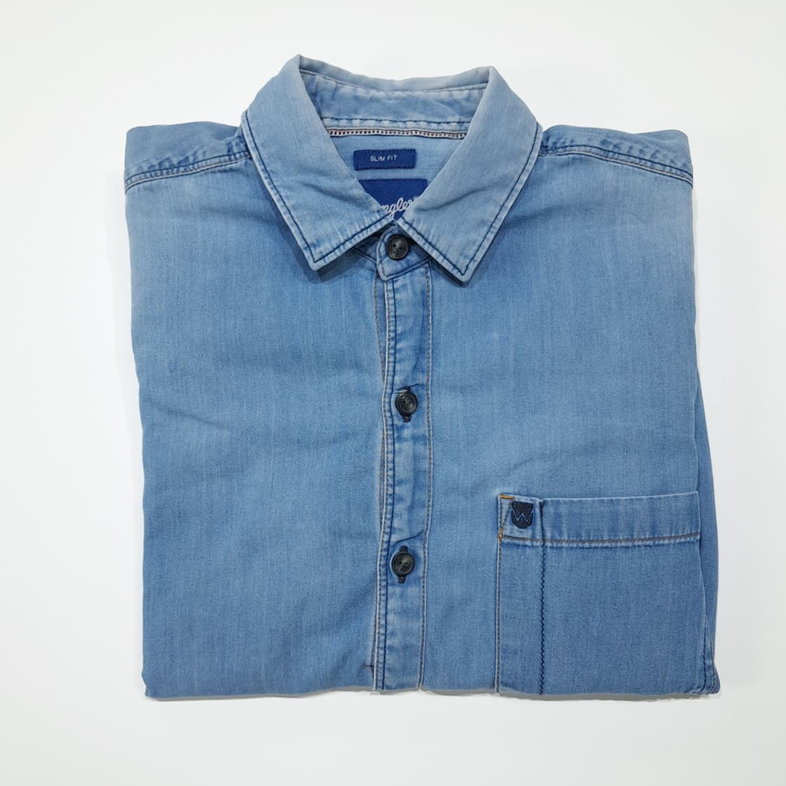 CL887 S 랭글러 슬림핏 라이트인디고 데님셔츠 남방 상품이미지10