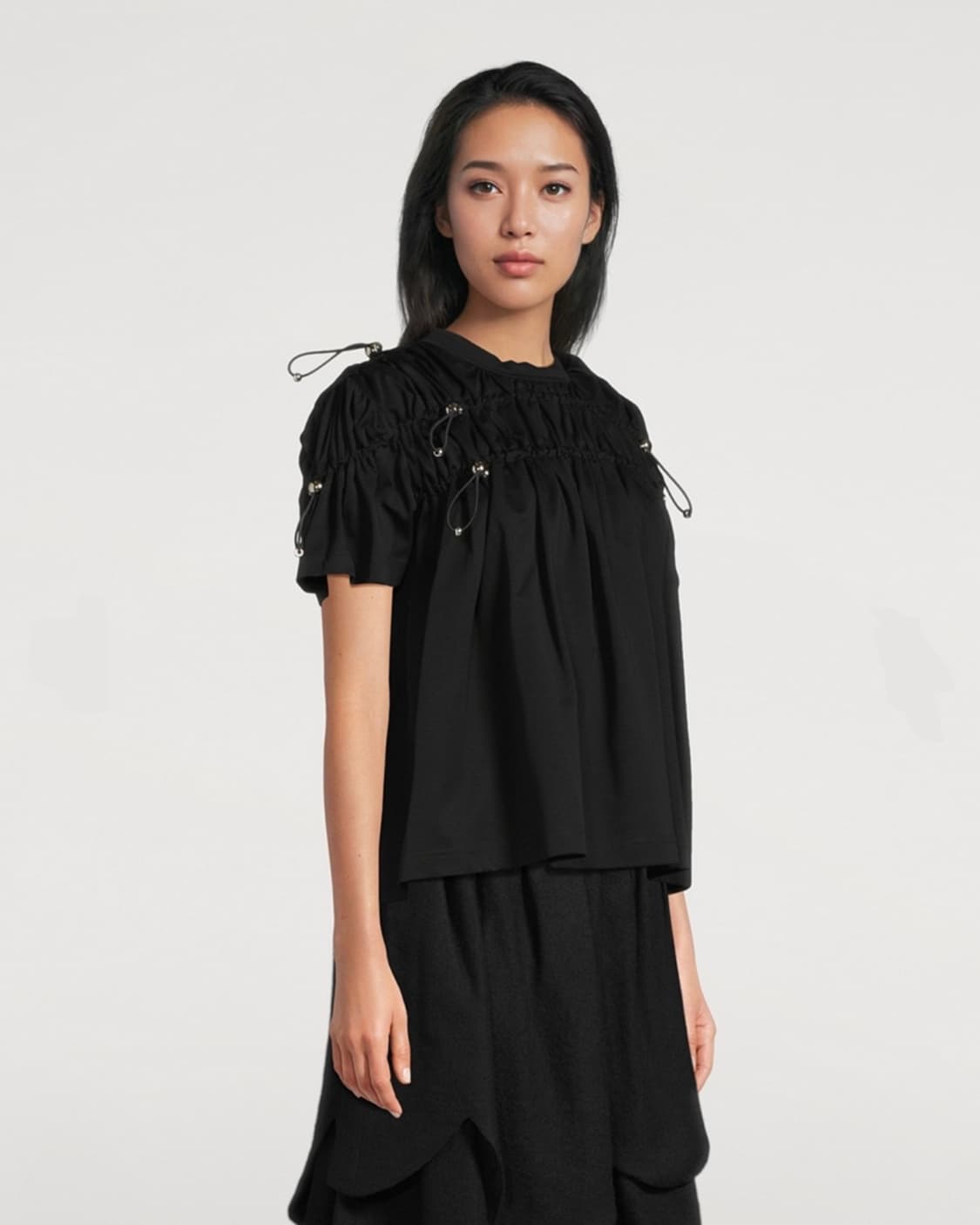 [XS,S,M]느와 케이 니노미아 Ruched 저지 티셔츠/블랙 상품이미지2