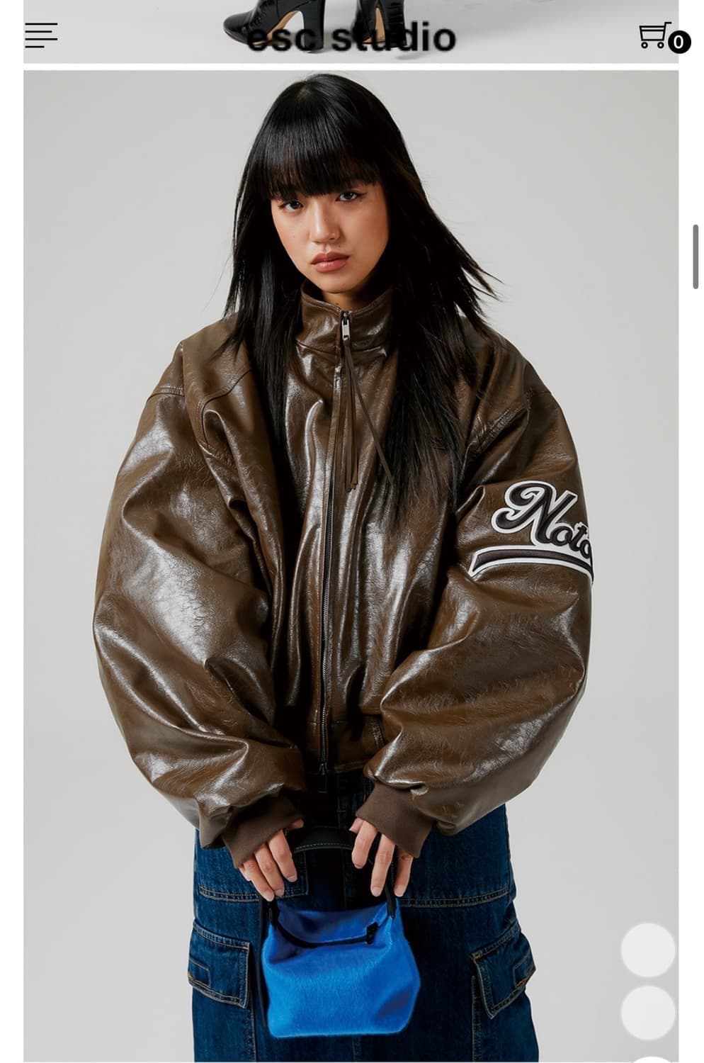 esc studio 레더 블루종 자켓 브라운 상품이미지1