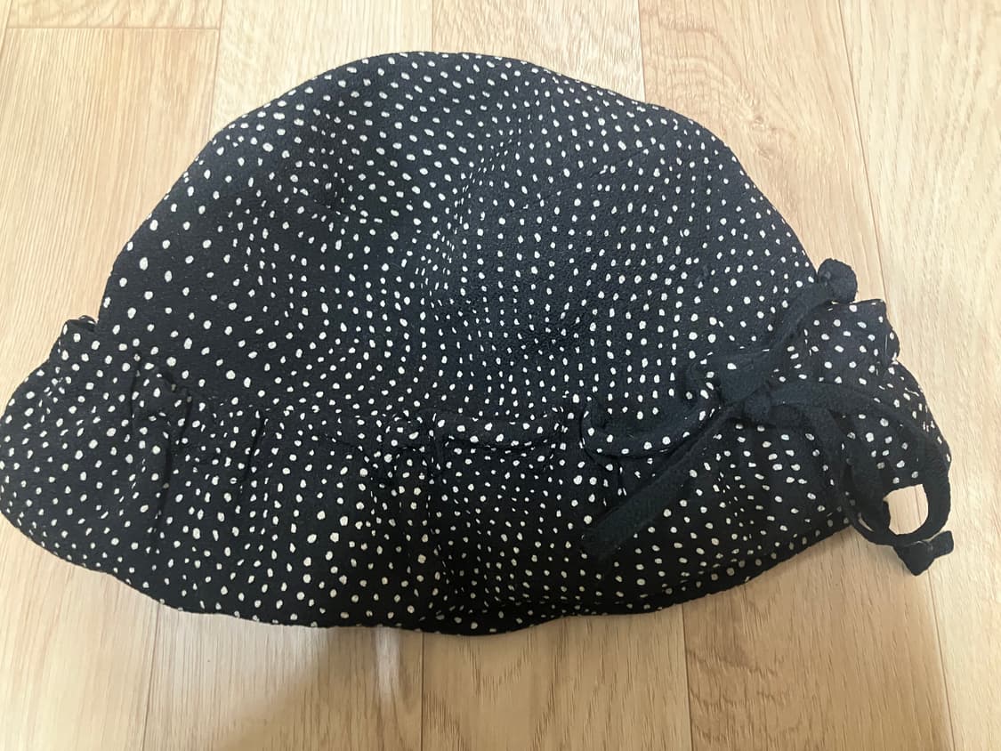 빈티지 도트 땡땡이 검정 벙거지 모자 상품이미지1