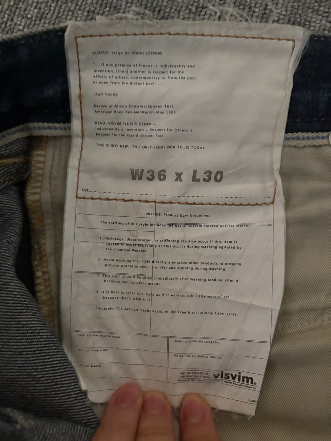 [W36 L30] 비즈빔 데님팬츠 셀비지 상품이미지6