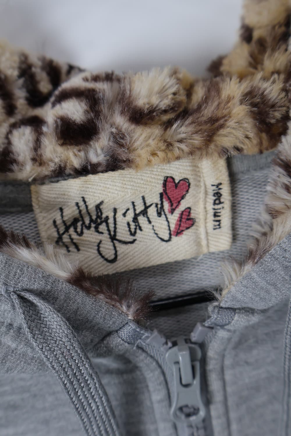 'Hello Kitty' Leopard Fur Zip-Up Hoodie 상품이미지8