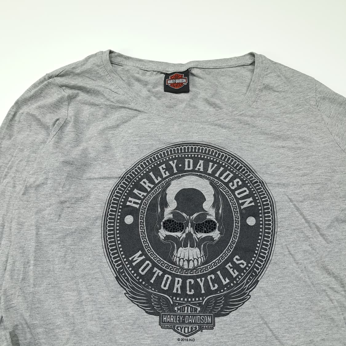 CL566 XL 할리데이비슨 해골비즈 헤더그레이 티셔츠 긴팔티 상품이미지2