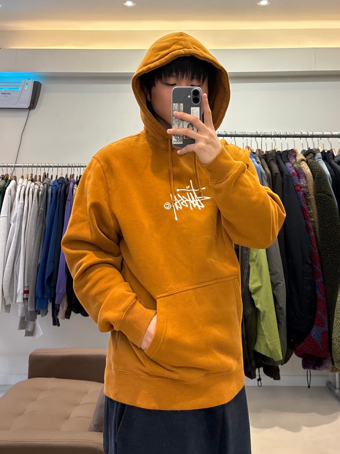 스투시 스탁 자수로고 후드 카라멜 상품이미지8